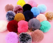 Cute Faux Fur Fluffy Fuzzy Pom Pom Keychain